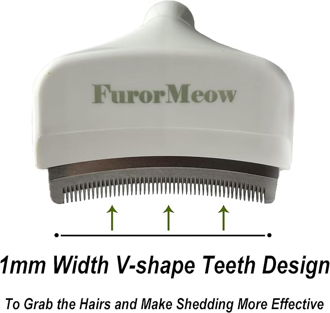 Pet Deshedding Tool with Curve Blade, Cat Grooming Brush, Tight V-shaped Teeth Shedding Comb for Cat and Small Dog (White, Small)