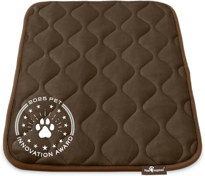 Paw Inspired Washable Padded Crate Mats for Dogs, Dark Brown, 29x18 Inch | Fits 30-inch Kennels, Leakproof, Waterproof Bottom, Plush Dog Pad, Pet Bed