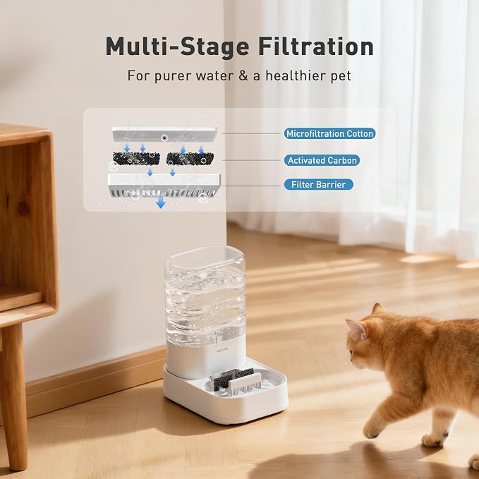 PAWGETHER® 2 Pack Gravity Cat Feeder and Water Dispenser No-Electricity 1 Gallon/3.5L Automatic Cat Feeder and Waterer Dog Water Bowl Dispenser Pet Food Dispenser Puppy Kitten Rabbits