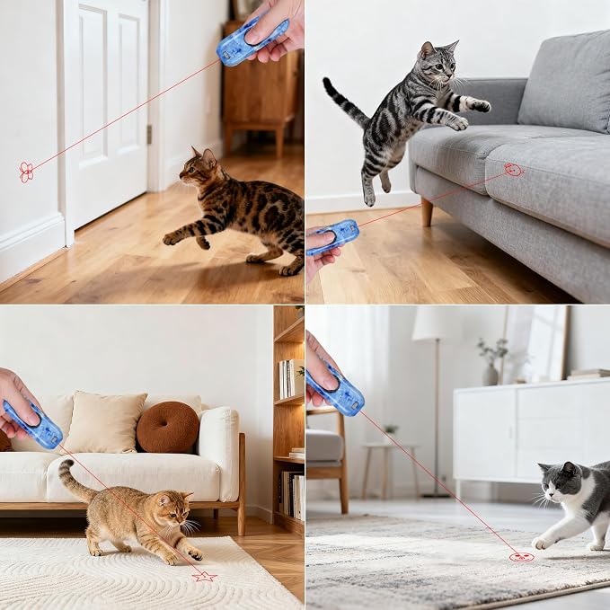TBTeek Cat Toy, Finger Rotatable, 3 Modes, 5 Fun Patterns, Rechargeable, Portable Dog Cat Toy for Indoor Cats Chasing and Exercise