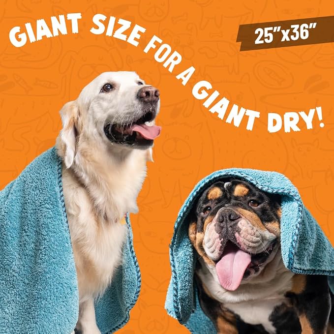 Chemical Guys Furrocious Super Absorbent, Ultra Soft Microfiber Pet Towel for Drying & Grooming Dogs, Cats & More, Blue (25 inches x 36 inches) PCS1996 - Pet Blanket, Pet Bed Topper