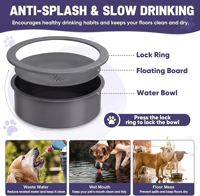 XIAZ Elevated Dog Bowls Large Breed Raised Dogs Bowl Stand Large/Medium Sized Dog Slow Feeder Dogs Bowls Food Water Stands 5 Heights Adjustable 9/11/12/14in Pet Feeder Dish Station