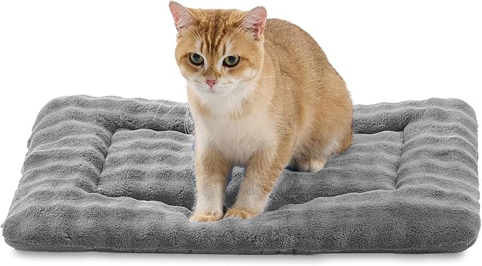 Pet Bed Mat Crate Pad for Cats Small Dogs, Grey, 24"x 18" | Washable Soft Pet Sleeping Mat, Puppy Cat Kitten Cushion with 3D Bubble Pattern