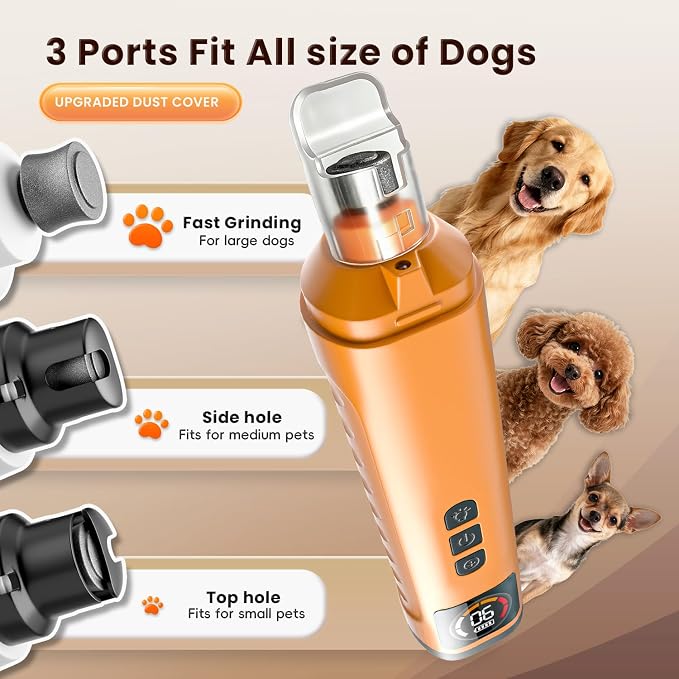 6-Speed Dog Nail Grinder with Led Light, 30 db Ultra Quiet Brushless Motor | Painless Paws Grooming Dog Nail Grinder for Small Medium Large Dogs