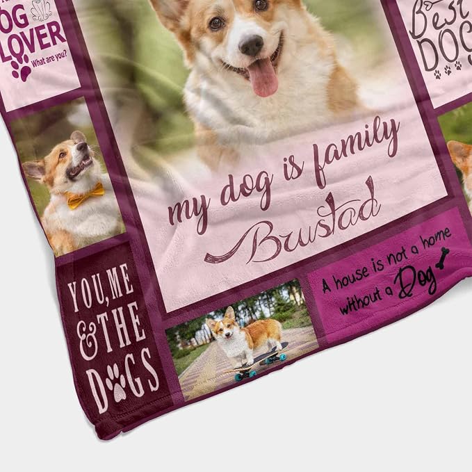 InterestPrint Personalized Loss of Pet Dog Throw Blankets My Dog is Not a Pet My Dog is Family Love Blanket Custom Memorial Dog Blankets with Beloved Photo Remembrance Blanket Gift 30X40 Inch
