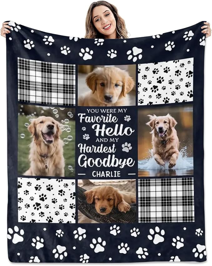 Pamaheart Custom Dog Face Blankets, Personalized Pet Photo Blanket, Fleece Dog Blankets, Customized Photo Throws, Dogs Dad Gifts, Pet Lover Gifts, Memorial Gift /40
