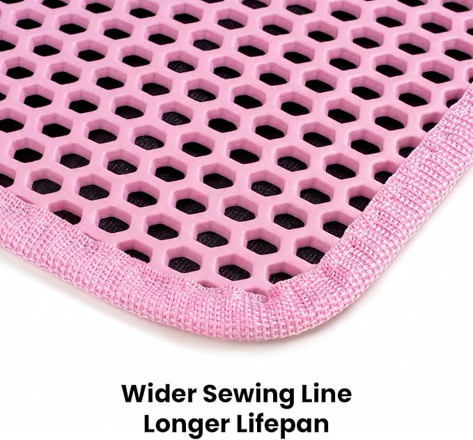 Cat Litter Mat New Size 23.6"x14.6" for Small Spaces, Upgrade Super Waterproof Back Layer Litter Box Mat, Non Slip, Durable, Soft on Paws Kitty Trapping Matt, Pink