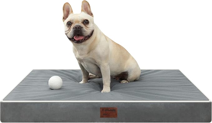 Orthopedic Dog Bed,Medium L Sized Dog 36''X27''x3'' Soft Waterproof Egg Foam Pet Crate Beds Mat or Kennel Pads with Removable Washable Cover,Non-Slip Bottom,Dark Grey