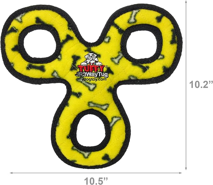 TUFFY® : 2 Pack 3Way Tug Dog Toy: Ultra Durable Plush Toy with Multiple Layers & Reinforced Seams, Washable and Floats, Original Construction