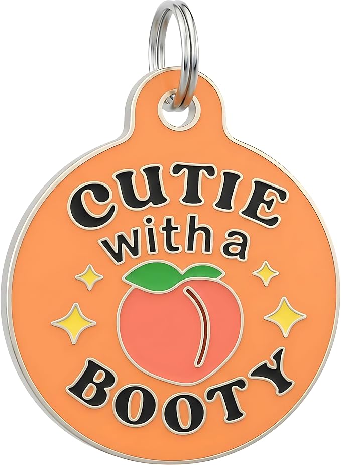 Bad Tags Personalized Dog and Cat ID Tags in 25+ Designs and 2 Sizes - 5 Lines of Custom Engraved Text - Funny Cute Personalized Pet Tags (Cutie with A Booty, Small (1 inch))