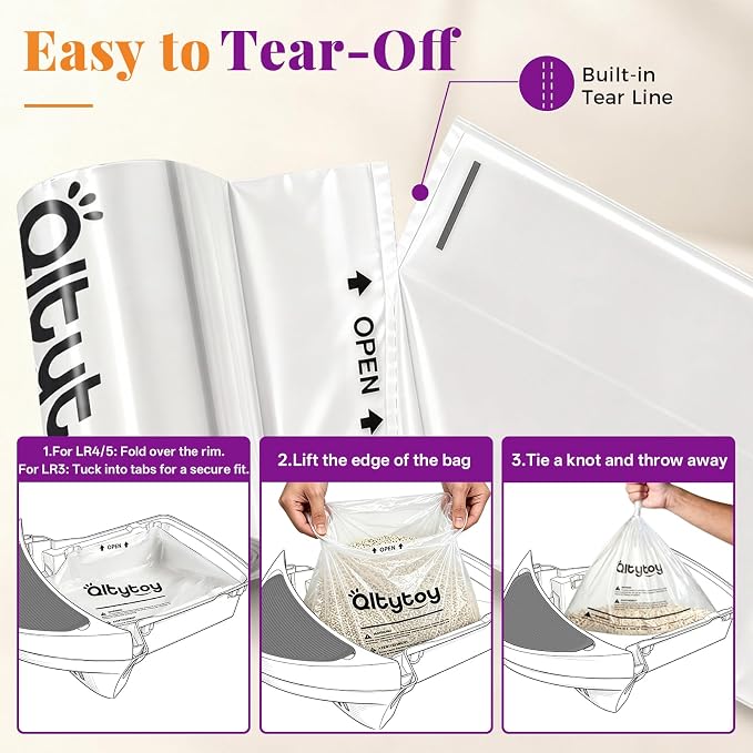180 Pack Cat litter Bags Fit Litter Box Robot 5/4/3 Waste Bags,30LBS Heavy Duty Automatic Litter Box Liners,Transparent,Sensor-Compatible,9-11 Gallon,Leak-Proof,Replacement Cat Waste Liners
