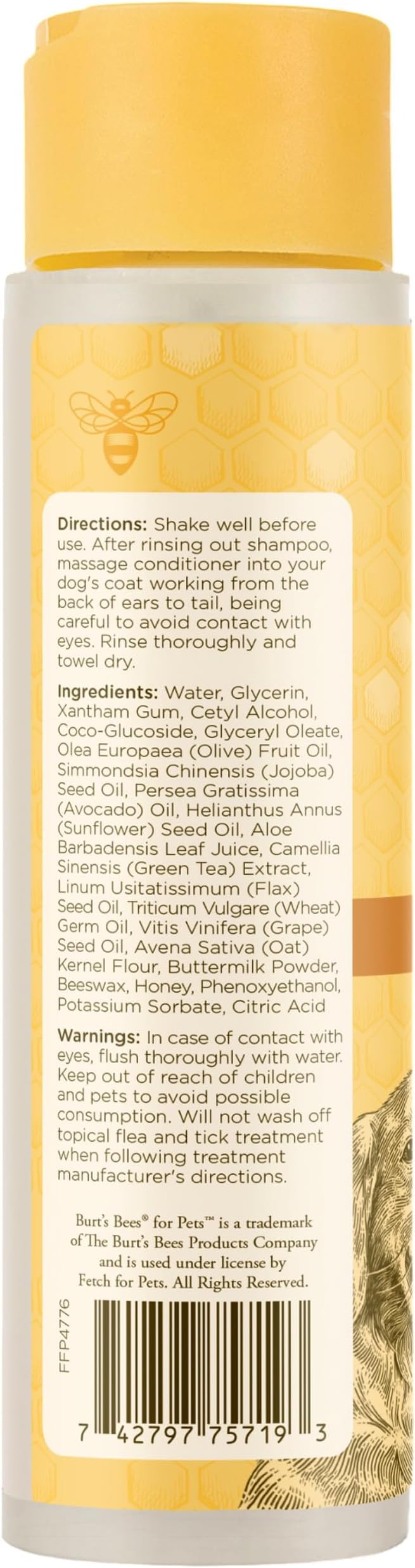 Burts Bees for Pets Oatmeal Dog Conditioner, Fragrance-Free, 10 Fl Oz, 2-Pk | Colloidal oat flour and honey moisturize and soften dry coats, pH-balanced, 95% natural origin