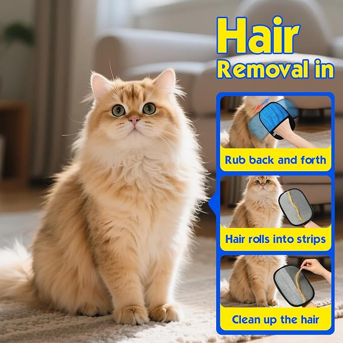 2 Pcs Pet Hair Removal Gloves for Cat Dog Electrostatic Magic Brush & Comb | Upgrade thickened five-finger design, hair remover comb for carpet clothing laundry sofa, magic lint remover for grooming