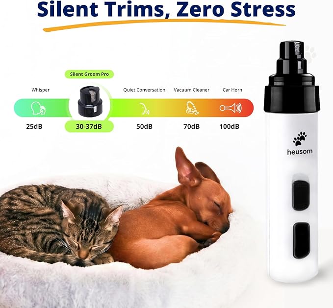 Silent Groom Pro Pet Nail Grinder | Whisper Quiet Claw Trimmer for Dogs, Cats and Other Animals | Safe & Stress Free Nail Grooming, Ideal for Sensitive Dogs of All Breeds & Sizes