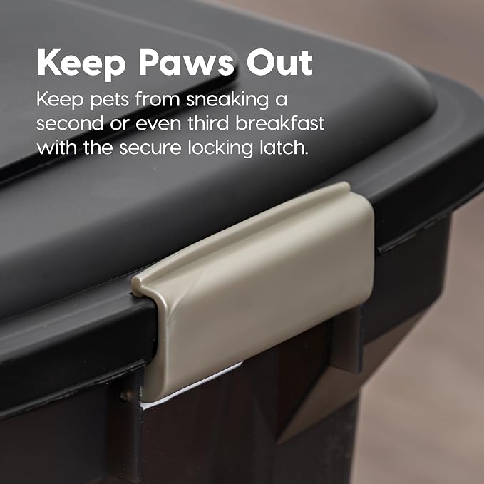 IRIS USA Dog Food Storage Container, Up to 22 lbs, Smoke, Made in USA | Wheels for Mobility, Airtight Seal, BPA-Free, Best for Cat Food, Bird Seed, Chicken Feed, Pet Toys, Treats, Pellets