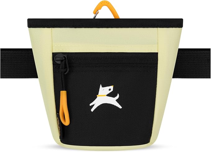 Goodie Treat Bag, Dog Treat Training Pouch | Magnetic Closure | 3 Ways to Wear | Hands-Free Waist Belt | Water-Resistant Recycled Vegan Fabric (Sol)