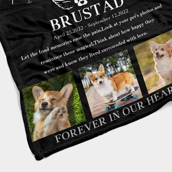 InterestPrint Personalized Loss of Pet Dog Throw Blankets Let The Fond Memories Ease Pain in Loving Memory Blanket Custom Memorial Dog Blankets with Beloved Photo Remembrance Blanket Gift 30X40 Inch