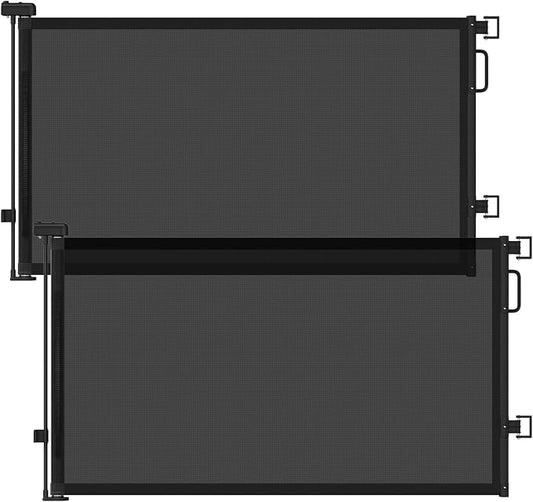 2Pack Retractable Baby Gates for Stairs, 58" Extra Wide Mesh Dog Gate for Doorways, Child Gate for Toddler Pet, Indoor and Outdoor Use, Easy Install, 34" Height, Black