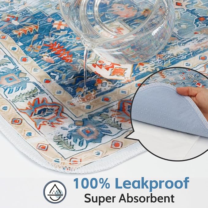 Washable Pee Pads for Dogs, 2 Pack Reusable Puppy Training Pads 72"x72" Super Absorbent Waterproof Dog Training Pads, Non-Slip Potty Pads, Whelping Pads Litter Mat Blue/Mix