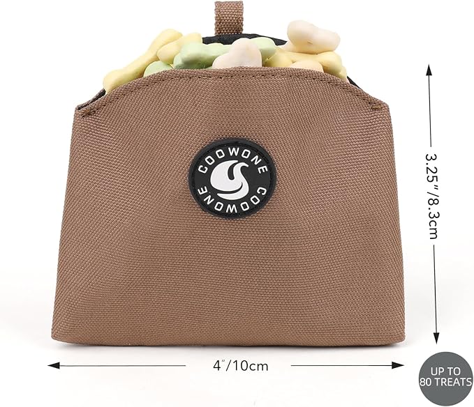 Dog Treat Pouch Magnetic Closure Small Dog Training Treat Pouch Pocket Sized Small Dog Treat Pouch with Clip (Coffee)