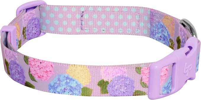 Blueberry Pet Purple Hydrangea Dog Collar, Adjustable Small Size, Neck 12”-16”, Printed Pet Collar for Small Dogs