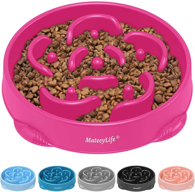 MateeyLife Large Slow Feeder Dog Bowls, Anti-Choking Puzzle Dog Food Bowls, Anti-Slip Interactive Feeding Slow Down Eating, Bloat Stop Maze Dishes for Large Breeds 4 Cups Purple