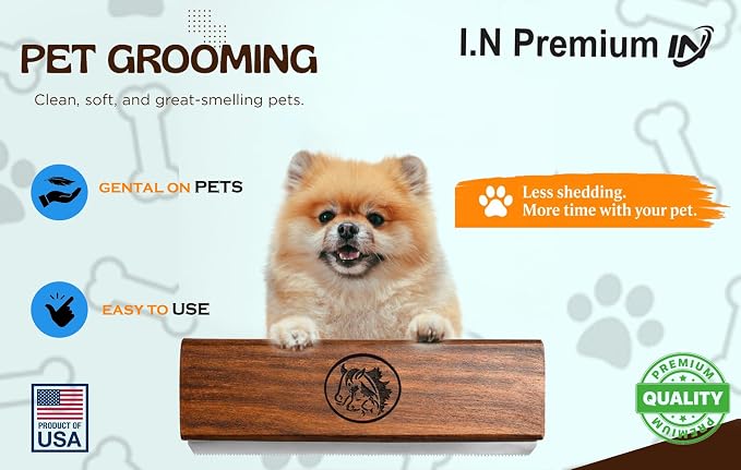 Original Deshedding Grooming Tools for Dogs, Cats & Horse Easy Ergonomic Wooden Groom pro Professional Brush Grooming Tool, Remove painlessly 95 Percent of Lose Hair Fur & Dirt (5 inch)