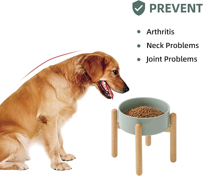 Havniva 8.3inch Ceramic Raised Dog Bowl with Stand, Elevated Dog Bowls for Large Breed Dog Food and Water Bowl Non-Slip Dog Dish Large Capacity Feeding Pet Water Bowl