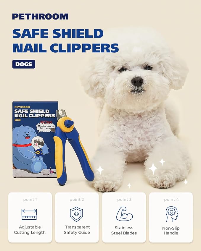 Professional Dog Nail Clipper with Safety Guard, Avoid Overcutting | Adjustable Cutting Length 1–3mm, Durable Stainless Steel Pet Nail Trimmer for Small, Medium & Large Dogs and Cats