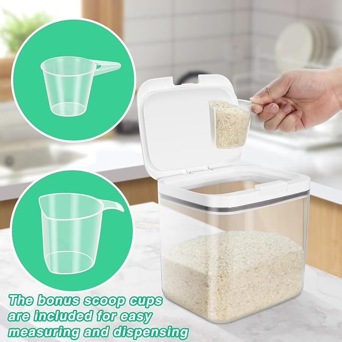 2 Pack Flour Sugar Storage Containers with Pop-to-Flip Lid 2.9 Qt + 4.75 Qt | Airtight Rice Container BPA Free Dog Food Holder Dog Treat Storage Kitchen Organizers