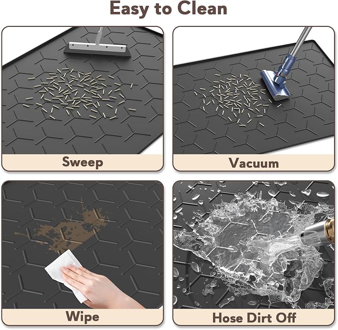 Silicone Cat Litter Mat Large 40" X 28", Easy to Clean, Black | Large Size Waterproof Silicone Mat with Raised Edges, Catch Litter, Protect Floor from Urine, Multi-Use for Dog/Sink/Kitchen