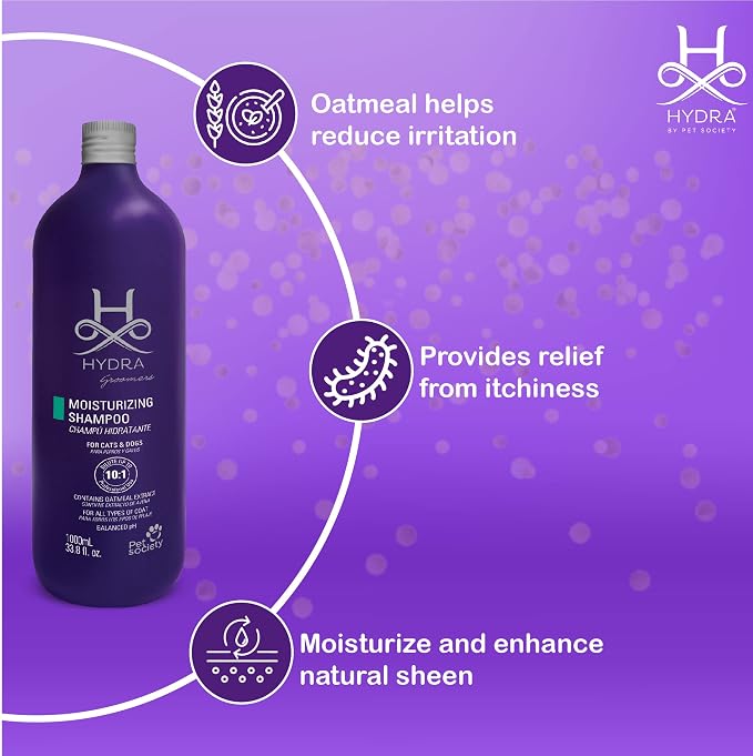 Hydra Professional Moisturizing Dog Shampoo, Oatmeal Bath for Dogs and Cats, Pet Wash for All Breeds and Coat Types, Promotes Healthy Skin and Coats