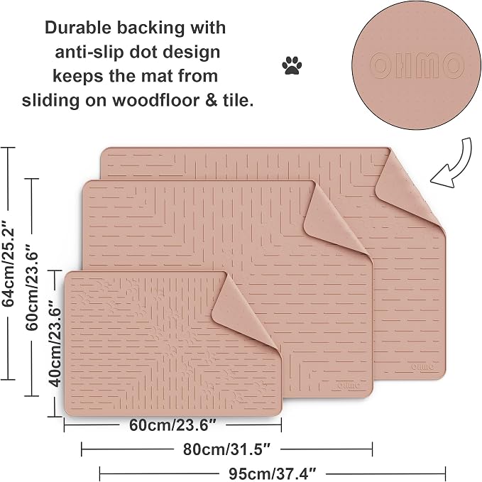 OHMO XL Cat Litter Mat, 37.5x25.2 Silicone Trapping Mat Coral | for Kitty Litter Box, Easy Clean, BPA Free Rubber, Center Litter Collection, Easy Pour-Back, Waterproof, Odor-Resistant