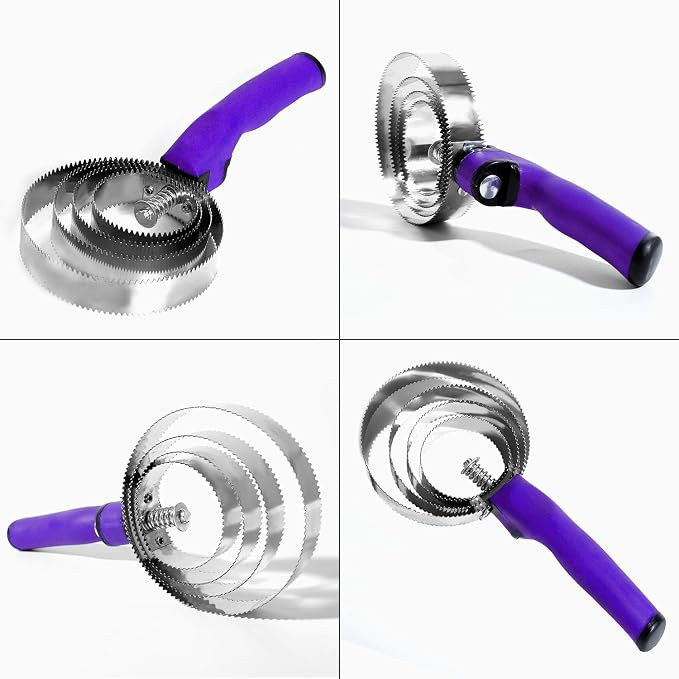 BOTH WINNERS Reversible Stainless Steel Curry Comb with Soft Touch Grip (Purple)