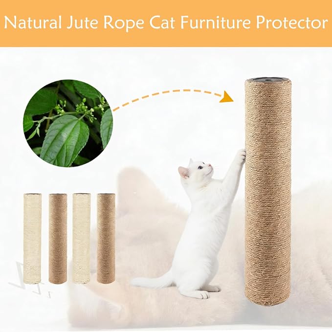 2 Pcs Cat Scratching Post Replacement for Indoor 15.7 x 3.1 Inches Cats Tree Replacement Parts Natural Sisal Cat Scratch Posts Refill Pole Part with M8 Screws Spare Cat Furniture Accessories