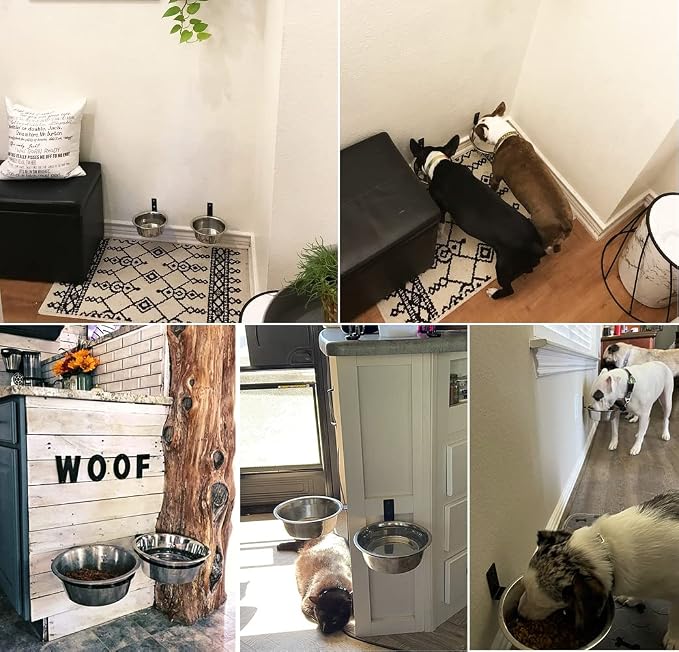 FOYO Elevated Cat Bowls, Raised Cat Food and Water Bowls,Wall Mounted Pet Comfort Feeding Bowls