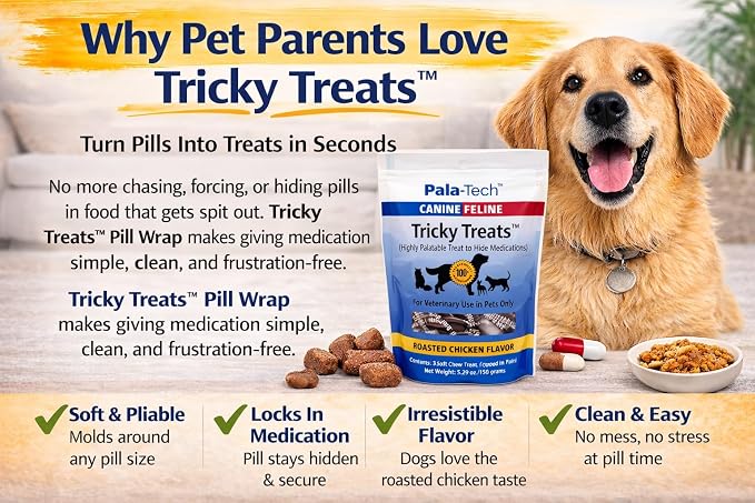Soft Dog Treat Pouch with Roasted Chicken Flavor - 30 Chewy Dog Training Treats - Easy to Swallow - Veterinary Use in Dogs Only (5.29 oz/150 Grams) Pouch