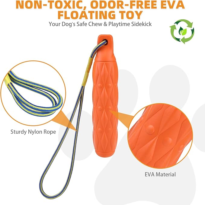 KOOLTAIL Floating Dog Toys, Interactive Water Pool Fetching Toy with Durable Rope, 11.4'' EVA Bright Bumper Dog Chew Toys for Medium Large Dogs, Summer OutdoorTraining Teething, Orange