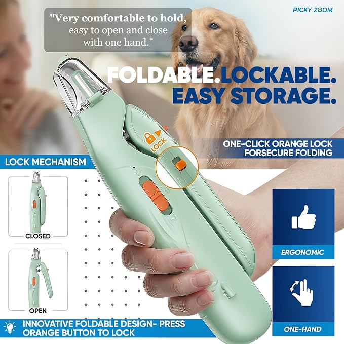 2-in-1 Dog & Cat Nail Clippers and Grinder with LED Light | Sharp Blade, Low-Noise Grinder, Safety Guard & USB Rechargeable Cordless Design for Small, Medium and Large Pets
