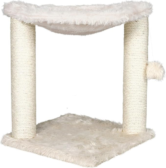 TRIXIE Baza Scratching Post with Hammock | 16" Base, Cream, Small