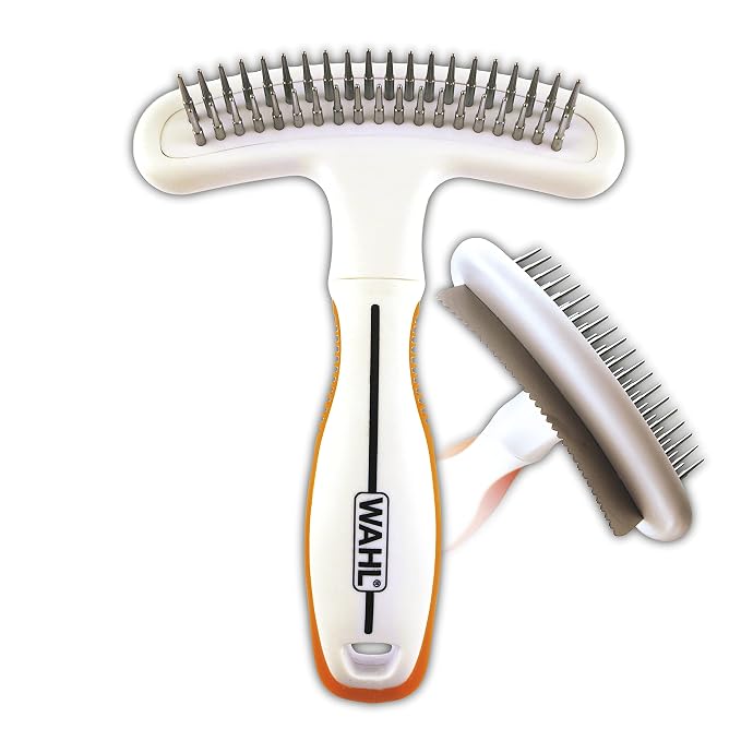 Wahl 2-in-1 Combination Double Row Pet Rake with Hair Shedding Blade | De-Shed And Detangle Dog Or Cat Fur With One Combo Tool, The Brand Used By Professionals – Model 858424