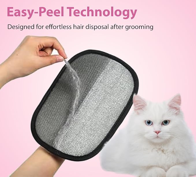 Pet Grooming Glove Set for Dogs & Cats – Premium Pet Hair Removal Glove with Free Nail Clippers & Nail File