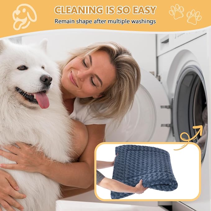 Dog Bed Mat Washable Reversible Dog Crate Pad Soft Fluffy Pet Kennel Beds with Anti-Slip Bottom Dog Cat Sleeping Mattress for Extra Large Dogs, 47x29x1.5 Inch, Gray