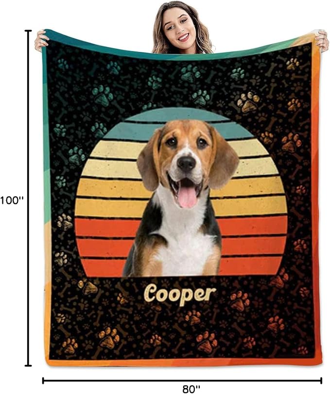 Pamaheart Custom Dog Face Blankets, Personalized Pet Photo Blanket, Fleece Dog Blankets, Customized Photo Throws, Dogs Dad Gifts, Pet Lover Gifts, Memorial Gift /6
