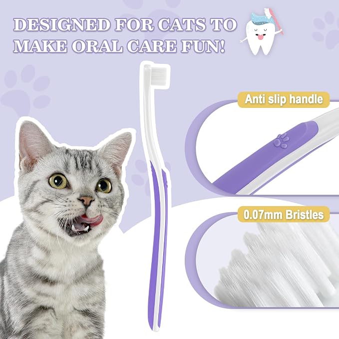 Cat Toothbrush Kit, Soft Brushes & Dental Care Tracker | Gentle Cat Care. Beginner-Friendly Brushing. Small Teeth & Gum Comfort. Daily Routine Support.