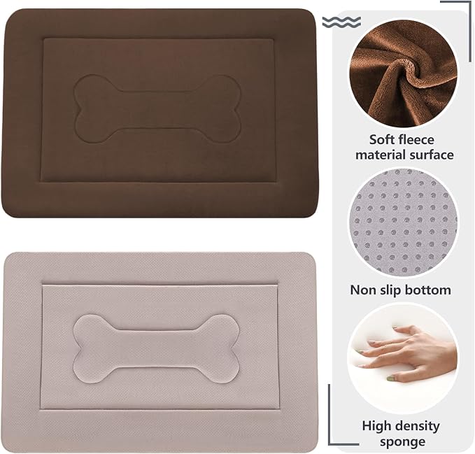 Dog Bed Soft Dog Crate Pad Mat for Medium/Large Dogs, 36 in Non-Slip Bottom Washable Dog Sleeping Mattress Pet Beds Cat Bed Kennel Pad, Dark Brown