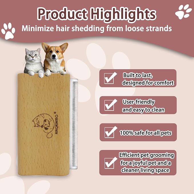 Premium Deshedding Dog Brush,Pet Deshedding Brush,Professional Cat Deshedding Brush for Grooming,Wooden Pet Grooming Combs for Short and Long Hair,Deshedder Shedding Tool.