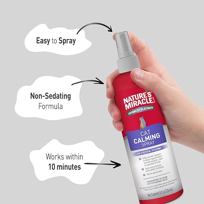 Nature’s Miracle Cat Calming Spray,8 Ounces,Stress-Reducing Formula for Cats,(Pack of 2)