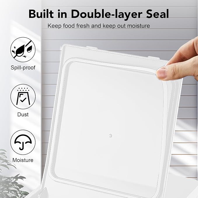 Newget 11 lb Stainless Steel Dog Food Storage Container with Scoop, White | Keep Food Fresh, Sturdy, Airtight, Rust-Proof, Insect-Proof, Moisture-Proof, Easy to Use, Suitable for Store All Pet Food