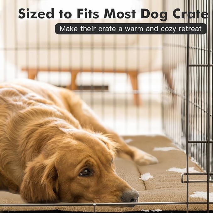 Mora Pets Dog Crate Pad Washable Dog Bed for Crate Flat Cat Pet Kennel Mat | Ultra Soft Dog Bed Mat, Crate Pad for Dog Cages Cozy Sleeping Liner, Pet Pillow Cushion Large Puppy Bed Anti Slip Brown 36x23